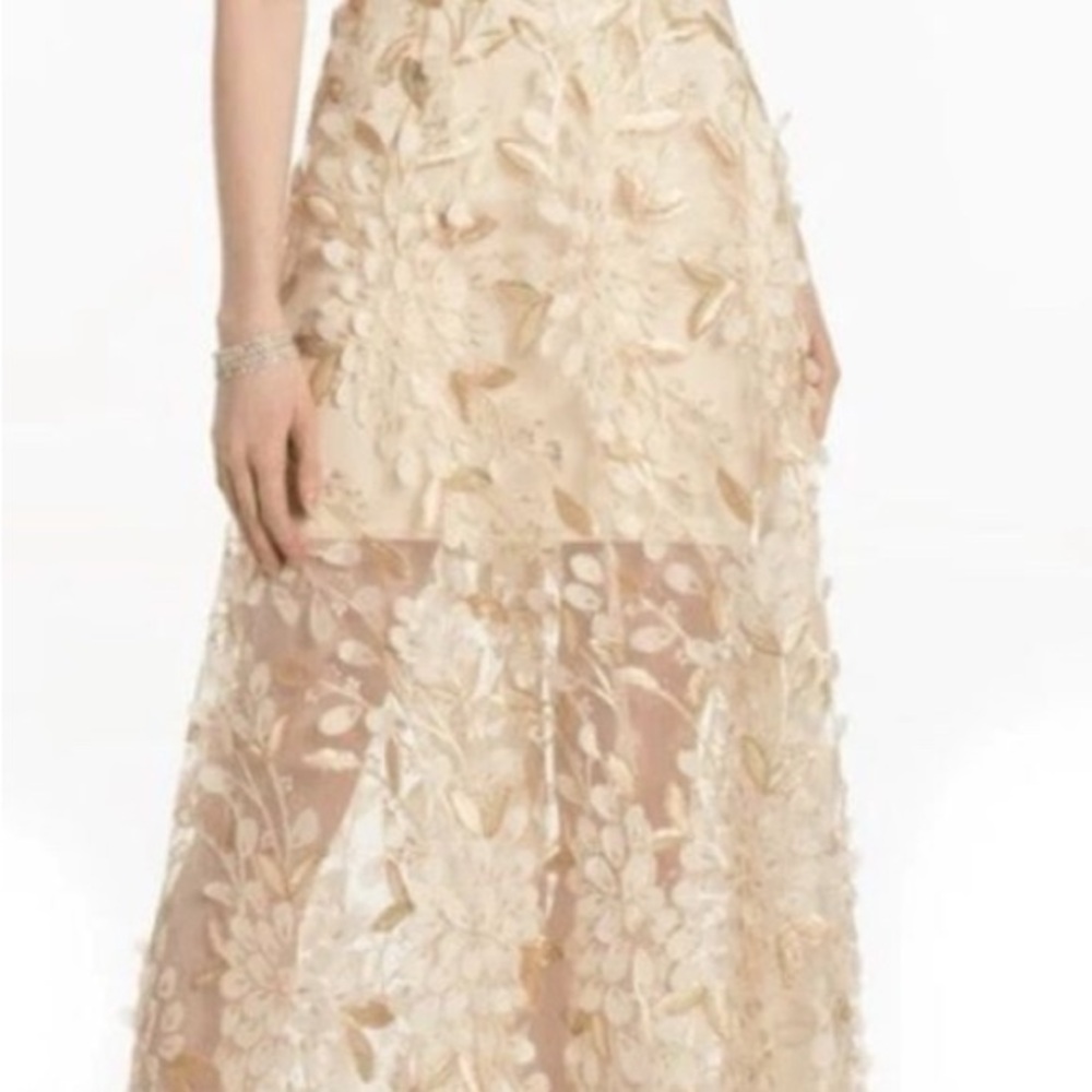 Xscape Ivory and Gold Floral Wedding Gown